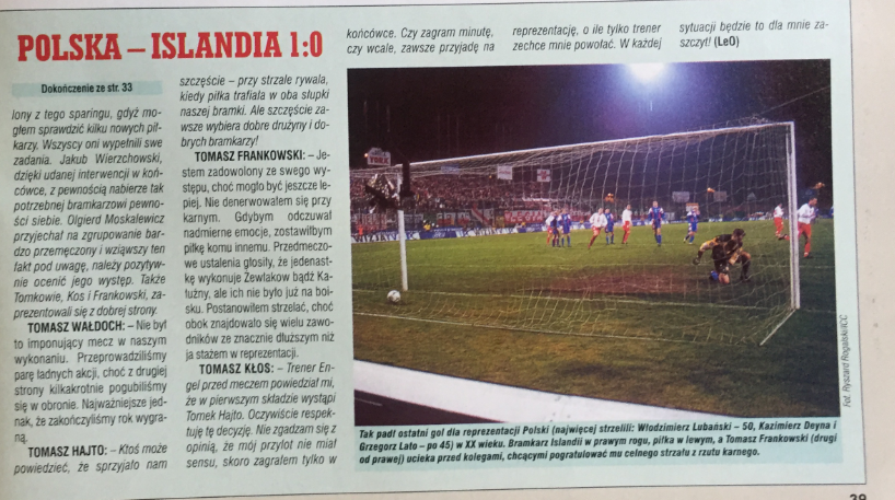 piłka nożna po meczu polska - islandia (15.11.2000)