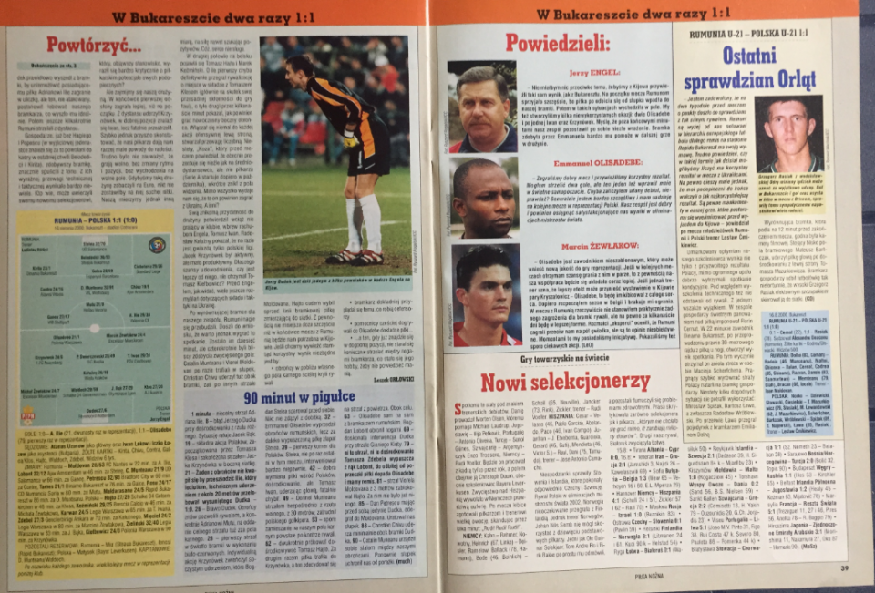 piłka nożna po meczu rumunia - polska (16.08.2000)