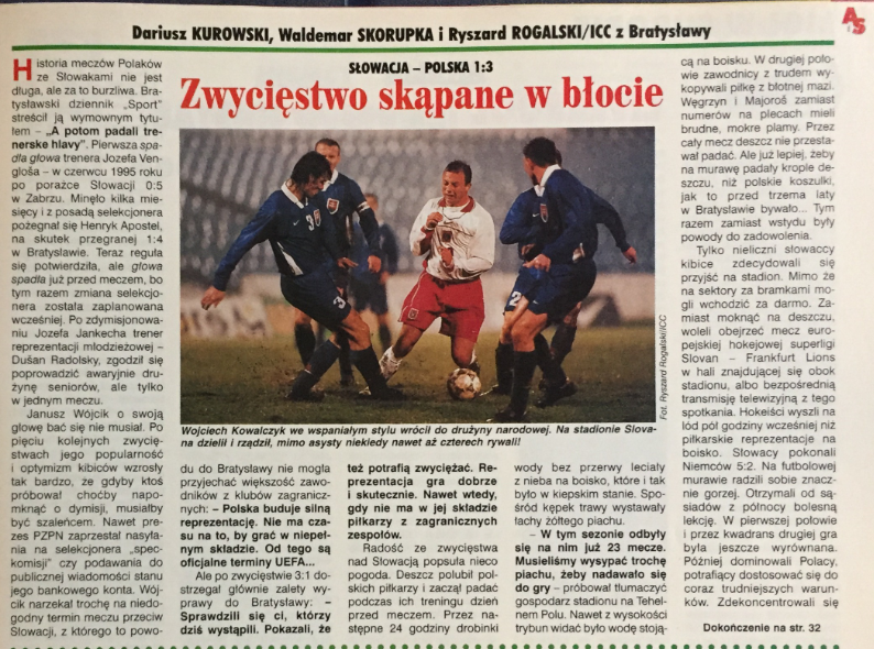 piłka nożna po meczu słowacja - Polska (10.11.1998)