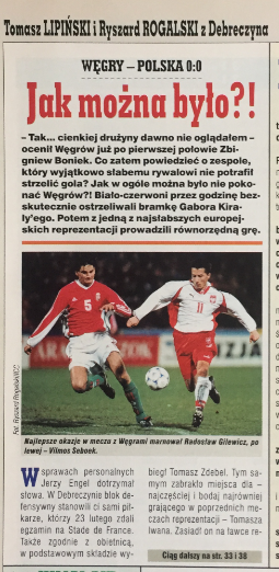 piłka nożna po meczu węgry - polska (29.03.2000)