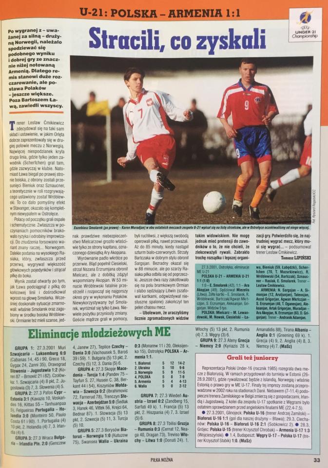 Polska - Armenia 1:1 (27.03.2001) U21