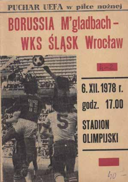program z meczu Śląsk - Borussia (08.12.1978)