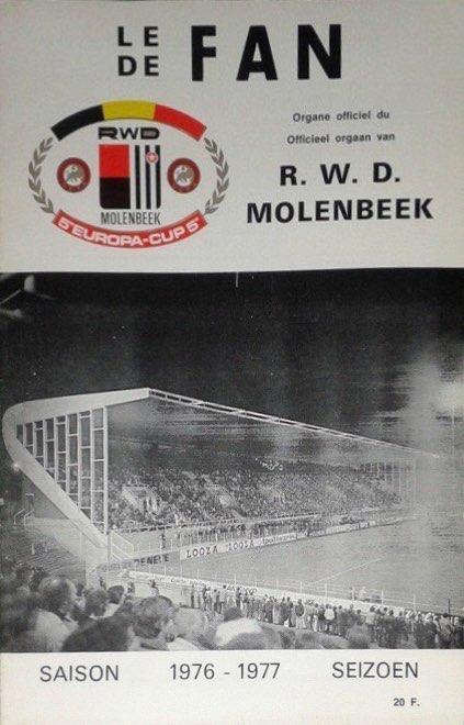 Program meczowy RWD Molenbeek - Wisła Kraków 1:1, k. 5-4 (03.11.1976)