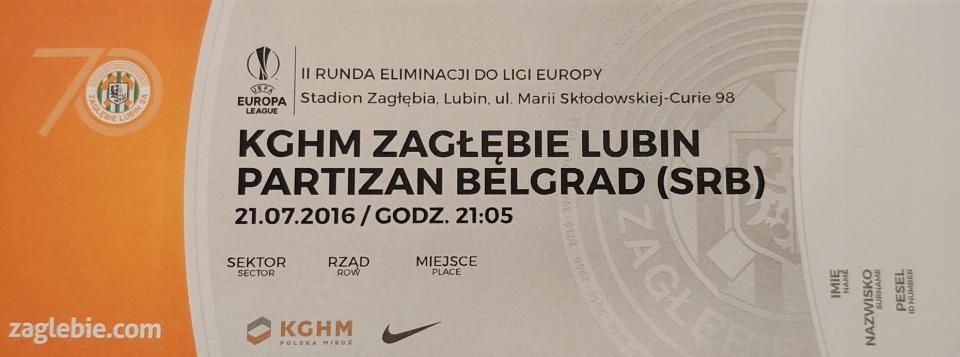 Zagłębie Lubin - Partizan Belgrad 0:0, k. 4:3 (21.07.2016)