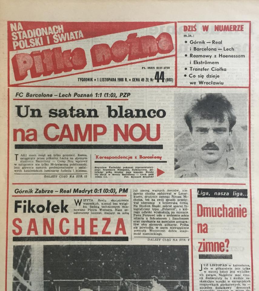 Piłka Nożna po FC Barcelona - Lech Poznań 1:1 (26.10.1988) 1