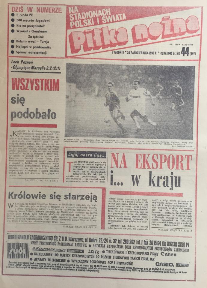 Piłka Nożna po Lech Poznań - Olympique Marsylia 3:2 (25.10.1990) 1