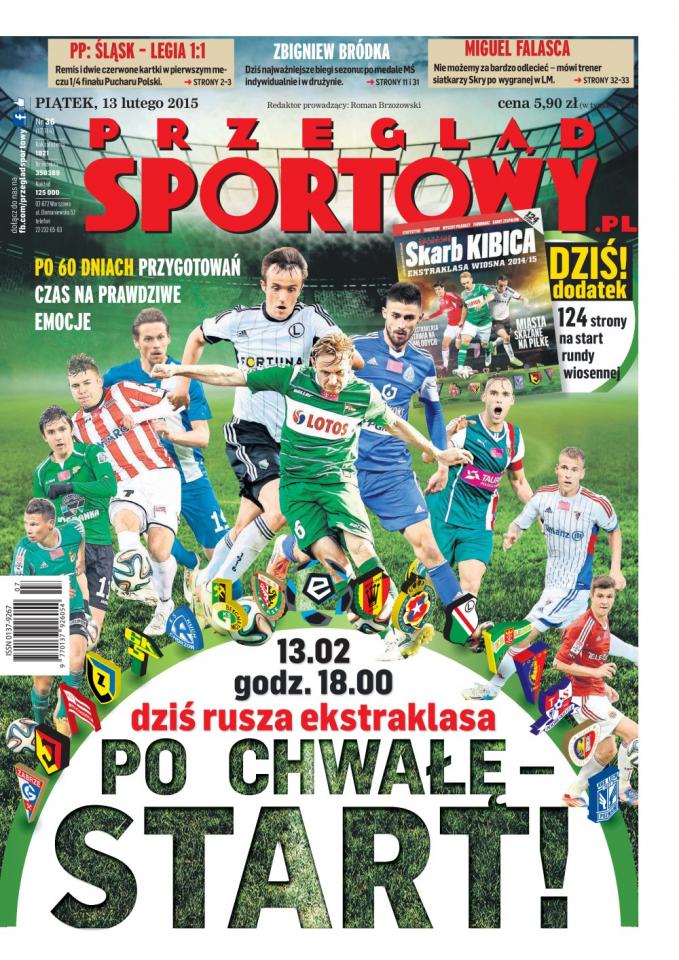 Okładka Przegląd Sportowy po meczu Śląsk Wrocław - Legia Warszawa 1:1 (12.02.2015).