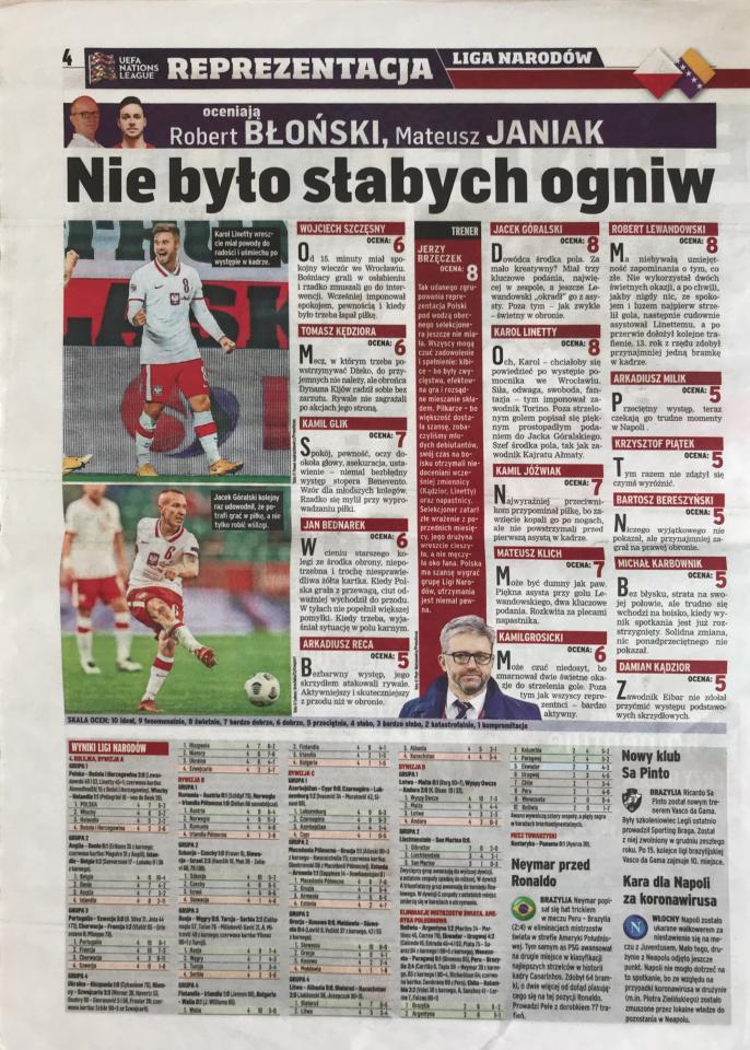 Przegląd Sportowy po meczu Polska - Bośnia i Hercegowina 3:0 (14.10.2020)