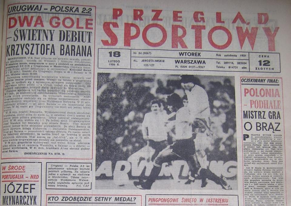 Przegląd Sportowy po Urugwaj - Polska 2:2 (16.02.1986) 1