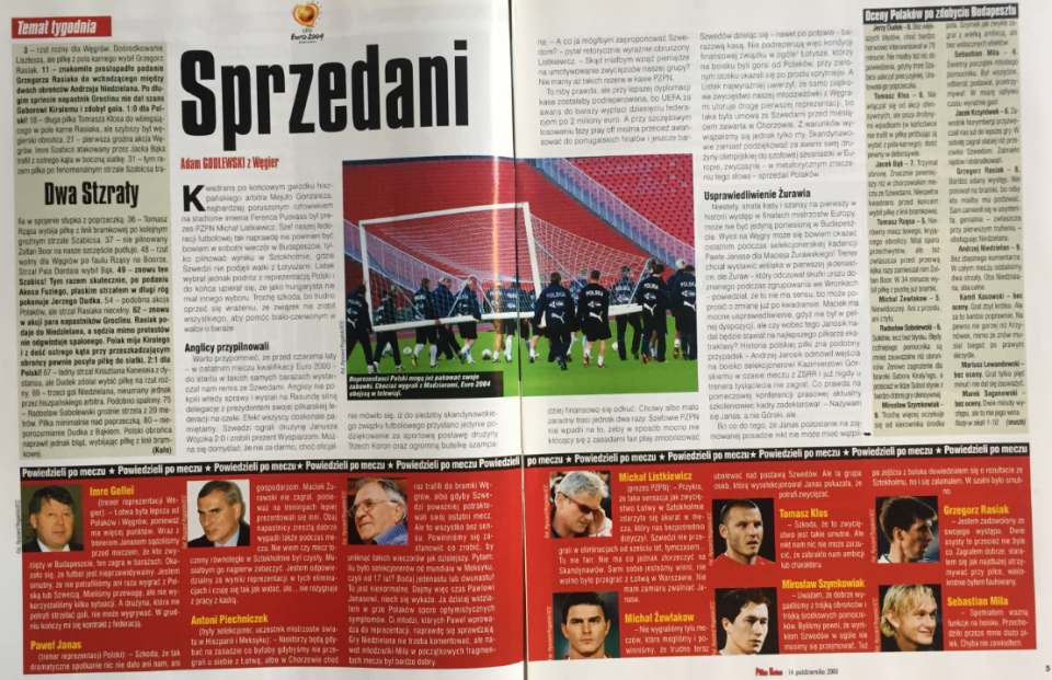 piłka nożna po meczu węgry - polska (11.10.2003)