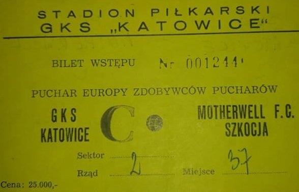 Bilet GKS Katowice - Motherwell FC 2:0 (18.09.1991)