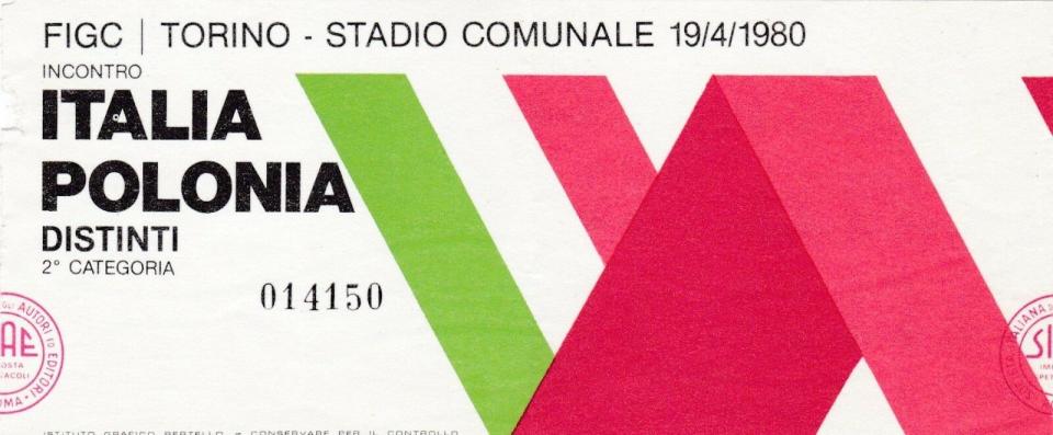 Bilet z meczu Włochy - Polska 2:2 (19.04.1980).