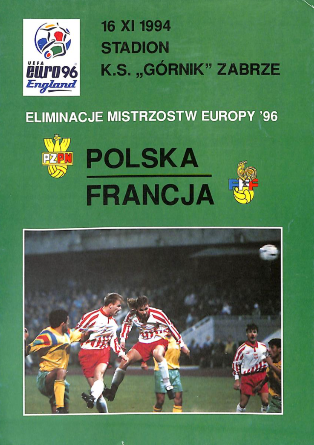 program z meczu polska - francja (16.11.1994)