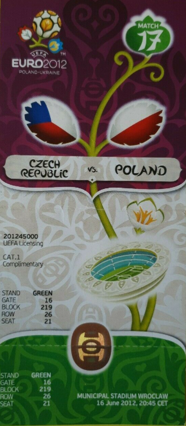 bilet z meczu polska - czechy (16.06.2012)