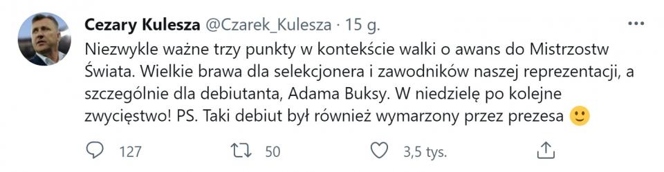 Polska - Albania 4:1 (02.09.2021) Twitter Cezary Kulesza