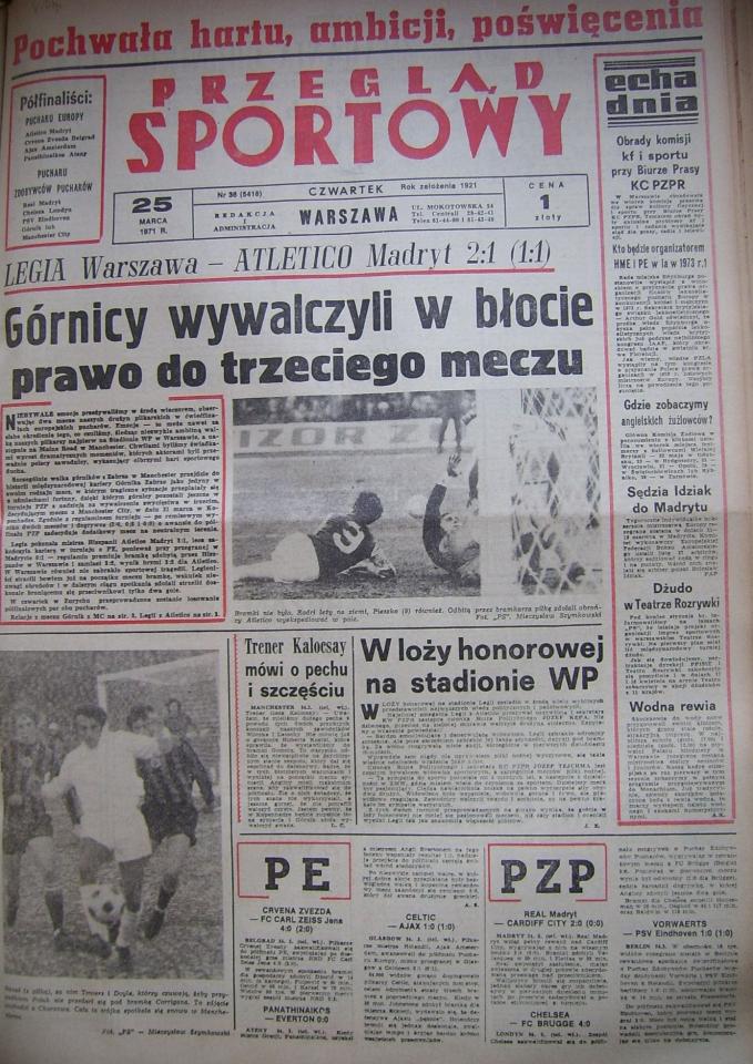 Przegląd Sportowy po Legia Warszawa - Atlético Madryt 2:1 (24.03.1971) 1