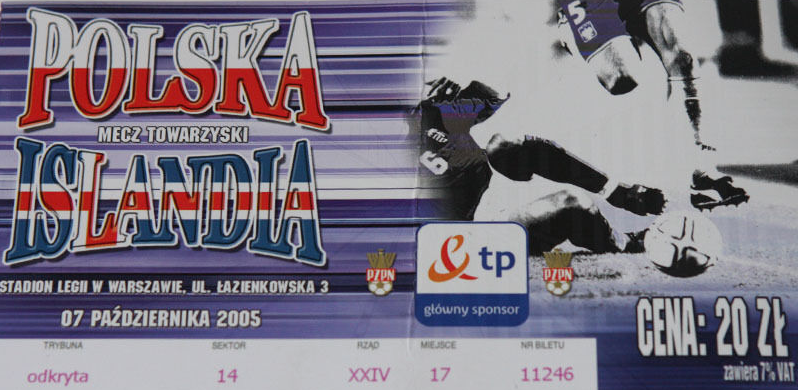 bilet meczowy polska - islandia (07.10.2005)