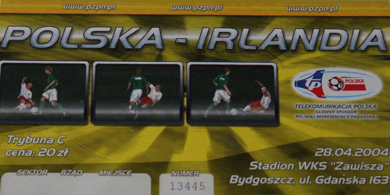 bilet meczowy polska - irlandia (28.04.2004)