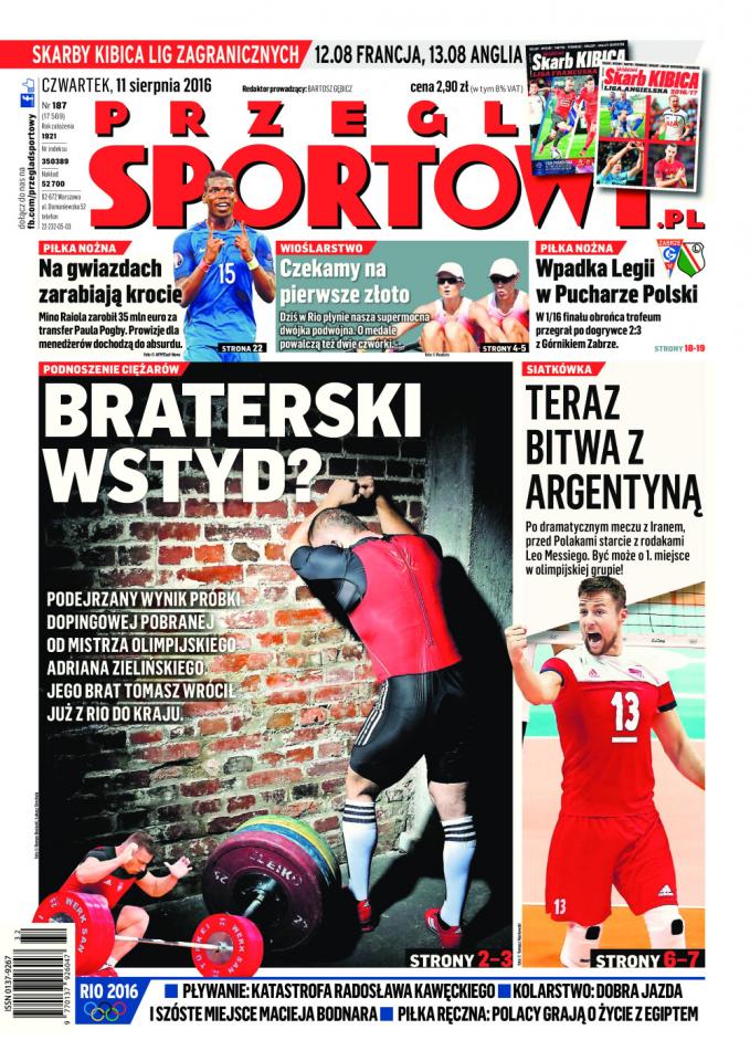 Przegląd Sportowy po Górnik Zabrze - Legia Warszawa 3:2 (pd.), 10.08.2016