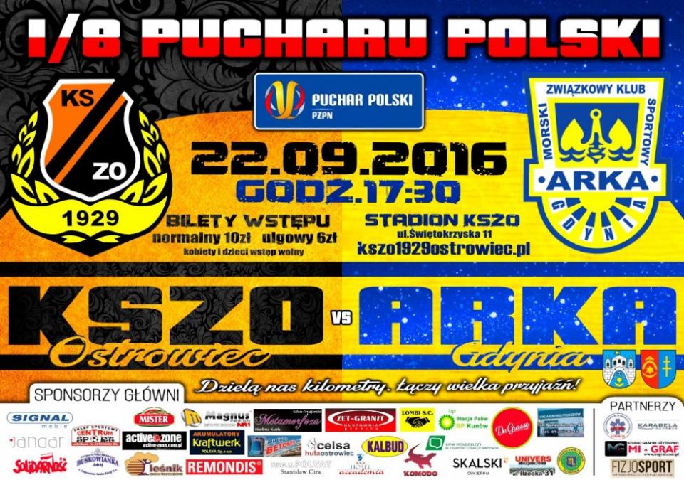 Plakat KSZO Ostrowiec Św. - Arka Gdynia 1:2 (22.09.2016)