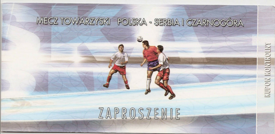 zaproszenie na mecz polska - serbia i czarnogóra (16.11.2003)