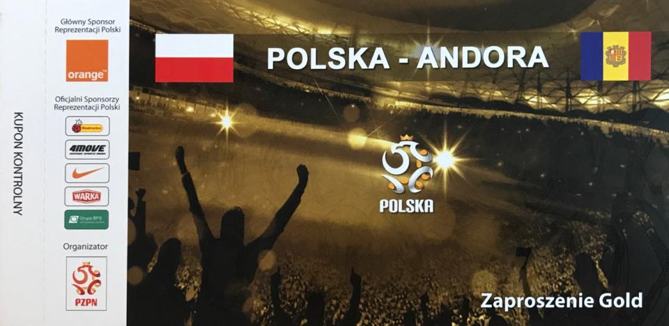 Zaproszenie na mecz Polska - Andora 4:0 (02.06.2012).