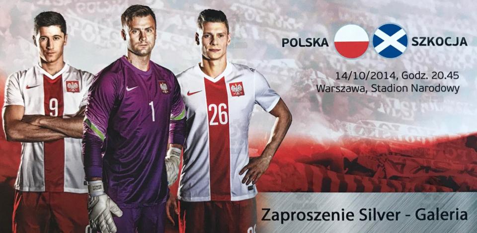 Zaproszenie na mecz Polska - Szkocja 2:2 (14.10.2014)