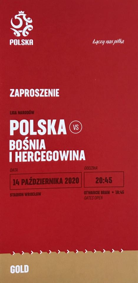 Zaproszenie na mecz Polska - Bośnia i Hercegowina 3:0 (14.10.2020)