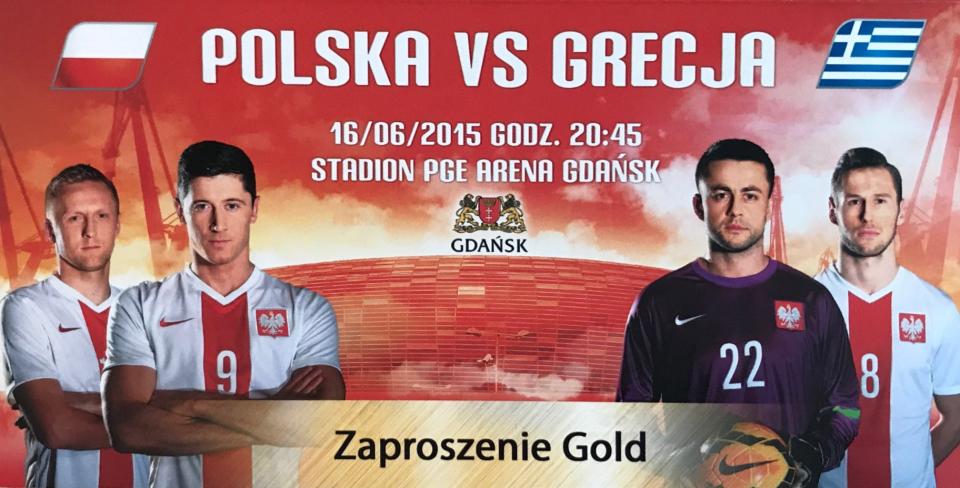 Zaproszenie na mecz Polska - Grecja 0:0 (16.06.2015)