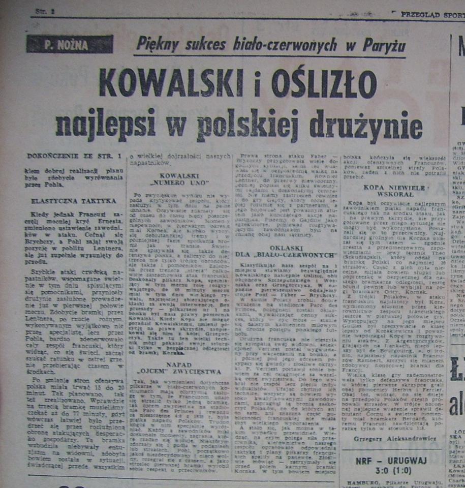 Przegląd Sportowy po Francja - Polska 1:3 (11.04.1962) 3