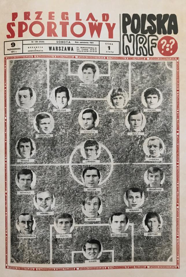 Okładka Przegląd Sportowy przed meczem Polska - RFN 1:3 (10.10.1971).