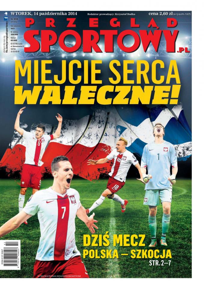 Okładka przegląd sportowy przed meczem Polska - Szkocja 2:2 (14.10.2014).