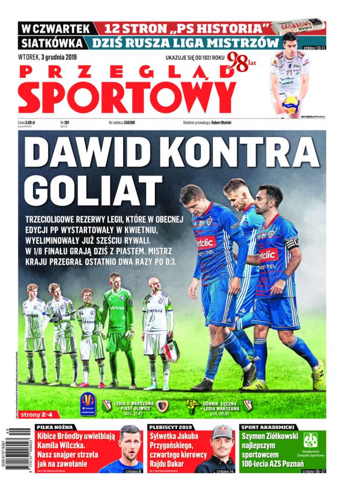 Przegląd Sportowy przed meczem Legia II Warszawa - Piast Gliwice 0:2 (03.12.2019).