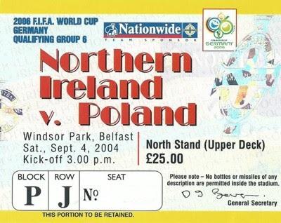 Bilet z meczu Irlandia Płn. - Polska 0:3 (04.09.2004).