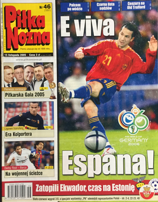 okładka piłki nożnej po meczu ekwador - polska (13.11.2005)