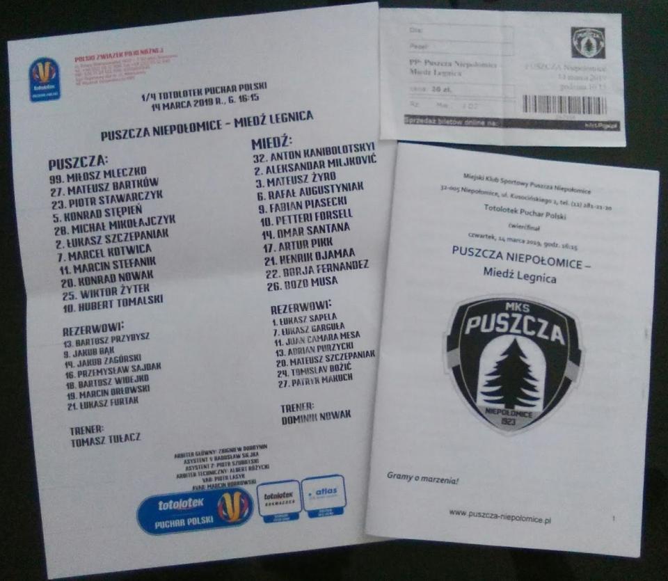 Puszcza Niepołomice - Miedź Legnica 0:1 (14.03.2019)