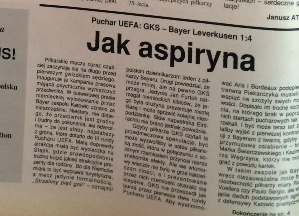 Piłka Nożna po GKS Katowice - Bayer 04 Leverkusen 1:4 (22.11.1994) 1
