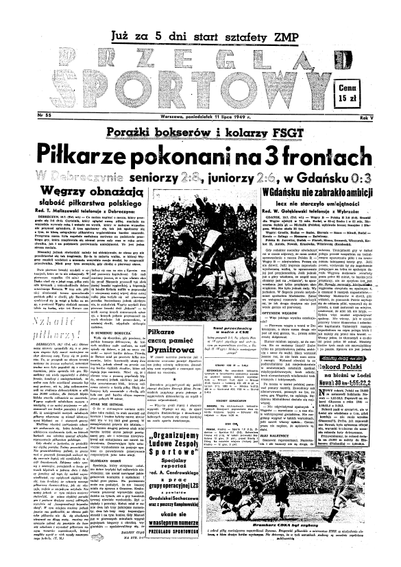 Przegląd Sportowy po Węgry - Polska 8:2 (10.07.1949) 1