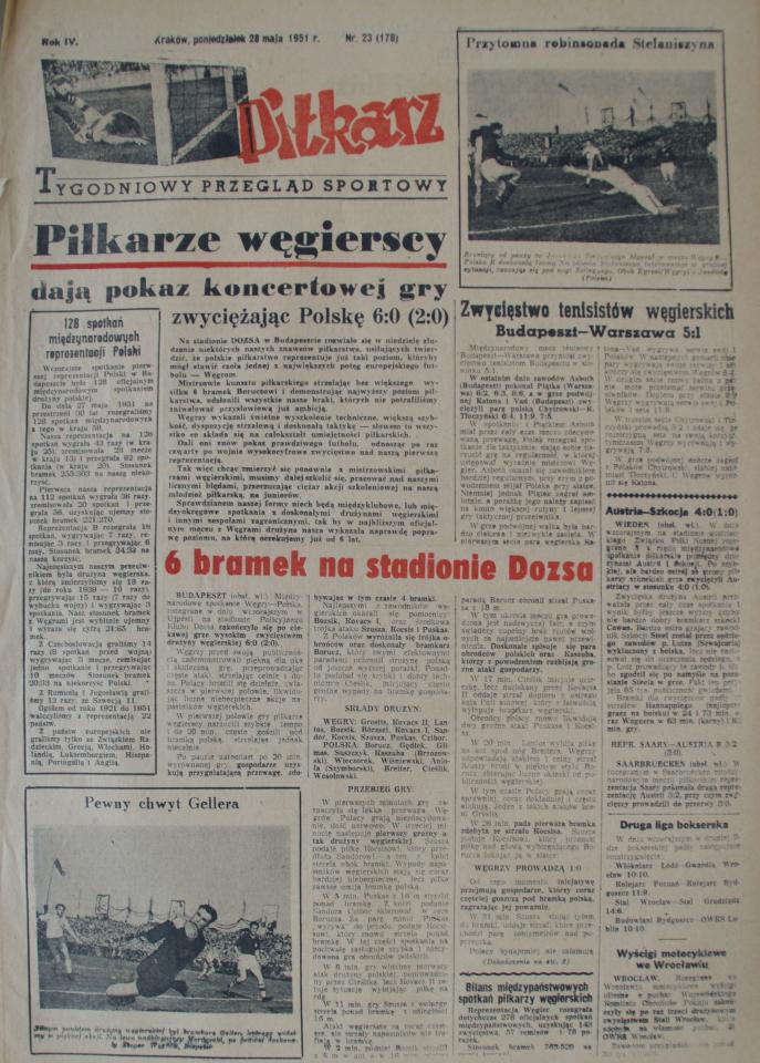 Piłkarz po Węgry - Polska 6:0 (27.05.1951) 1