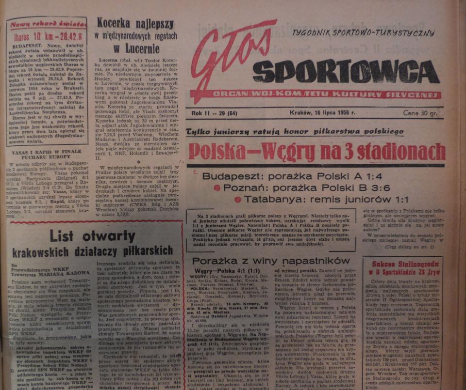 Głos Sportowca po Węgry - Polska 4:1 (15.07.1956) 1