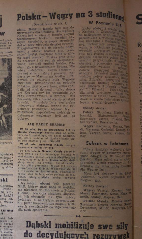 Głos Sportowca po Węgry - Polska 4:1 (15.07.1956) 3