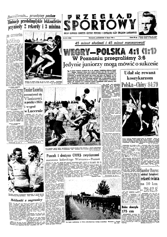 Przegląd Sportowy po Węgry - Polska 4:1 (15.07.1956) 1