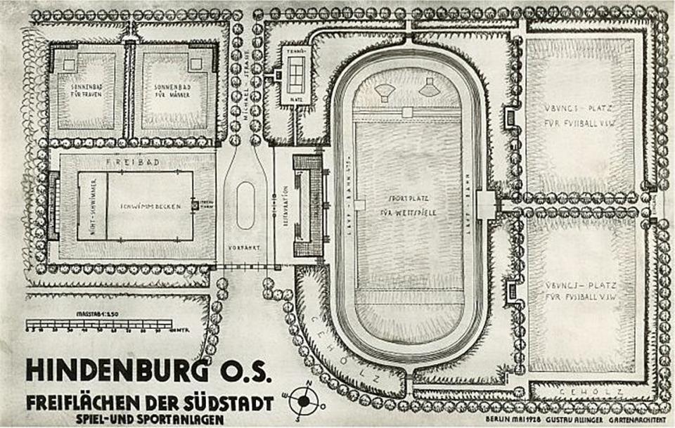 Plan stadion Górnik Zabrze (1928).