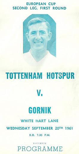 Program Tottenham Hotspur - Górnik Zabrze 8:1 (20.09.1961) 2
