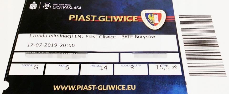 Bilet Piast Gliwice - BATE Borysów 1:2 (17.07.2019) 2
