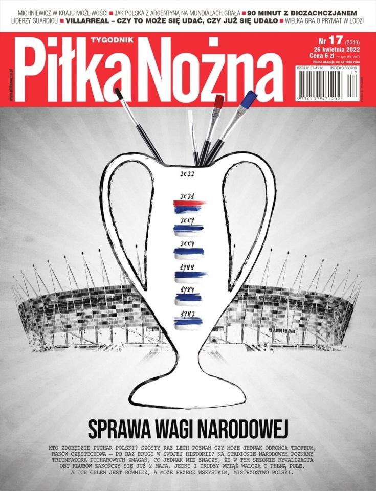 Okładka Piłka Nożna przed meczem Lech Poznań - Raków Częstochowa (02.05.2022).