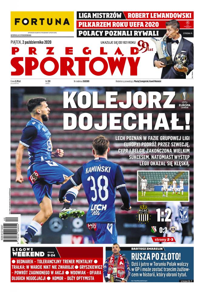 Przegląd Sportowy po Royal Charleroi SC - Lech Poznań 1:2 (01.10.2020)