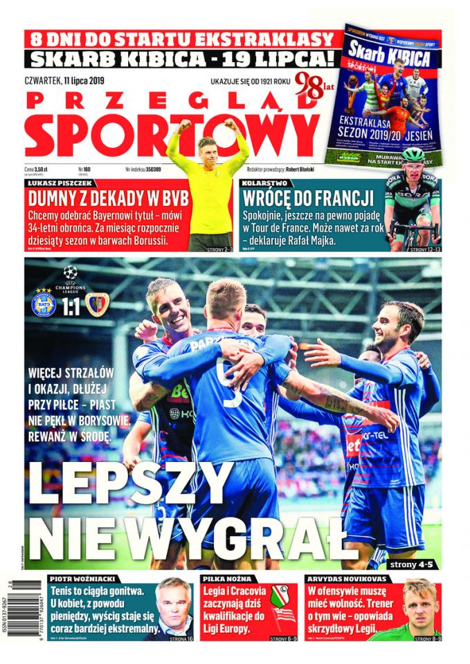 Przegląd Sportowy po BATE Borysów - Piast Gliwice 1:1 (10.07.2019)