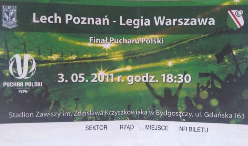 Bilet z meczu Lech Poznań - Legia Warszawa 1:1, k. 4-5 (03.05.2011)