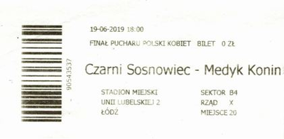 Bilet Medyk Konin - Czarni Sosnowiec 4:3 (19.06.2019)